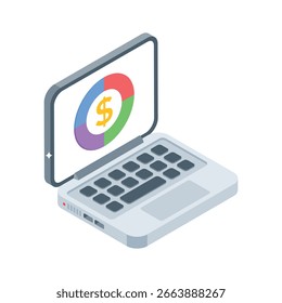 Visually appealing isometric style icon of online analysis