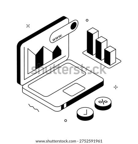 A visually appealing isometric style illustration of alternative data, Market data