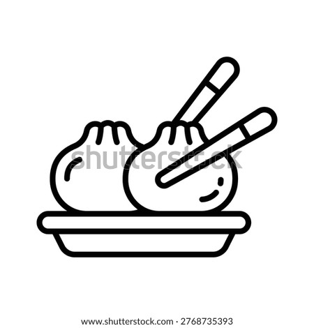 A visually appealing line icon of dumplings food