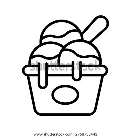 A visually appealing line icon of ice cream cup
