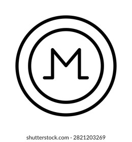 Visually appealing line icon monero cryptocurrency token.