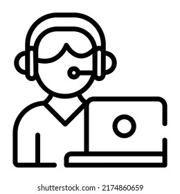 A visually appealing line icon of online support 

