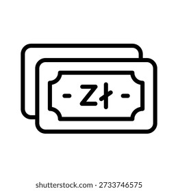 Visually appealing line icon of polish zloty, editable vector