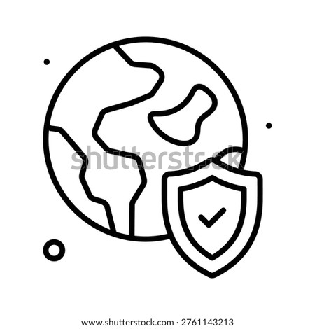 Visually appealing line icon representing global safety and protection