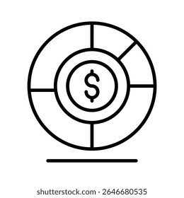 Icono lineal visualmente atractivo del análisis financiero