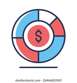 Visually appealing linear icon of financial analysis