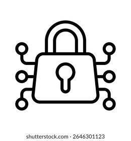 Visually appealing linear style icon depicting digital lock