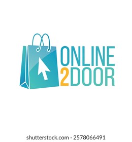 A visually appealing logo featuring a gradient shopping bag and the text Digital Door. Ideal for e-commerce, branding, or shopping-related projects highlighting innovation and connectivity.