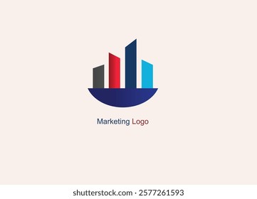 A visually appealing marketing logo image that captures the essence of strategic communication and digital branding. Designed with vibrant colors unique shapes to symbolize connection marketing world.