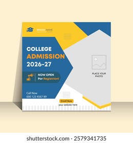 A visually appealing and modern flyer design promoting college admission for the 2026-2027 academic year.