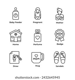 Visually appealing mothers day icons set, ready for premium use