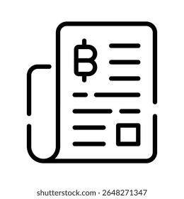 Visually appealing outline icon of bitcoin invoice receipt