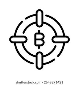 Un icono de contorno visualmente atractivo del objetivo de bitcoin
