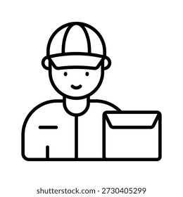 Un icono de contorno visualmente atractivo del mensajero de la persona de entrega