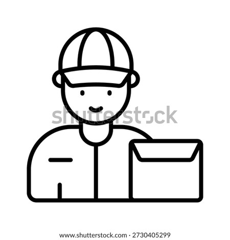 A visually appealing outline icon of delivery person courier