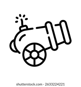 Visually appealing outline icon of a firing cannon