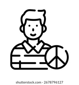 Icono de contorno visualmente atractivo de activista por la paz