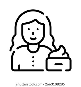 Visually appealing outline icon showing girl skincare