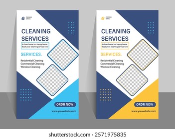 A visually appealing poster design highlighting residential, commercial, and window cleaning services with a call-to-action