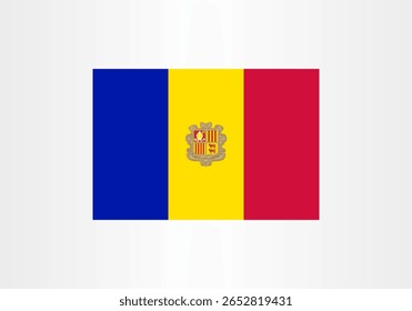 Representação visualmente atraente da bandeira nacional de Andorra. A bandeira apresenta listras verticais de azul, amarelo e vermelho, O design reflete a história e identidade da nação.