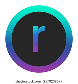 A visually appealing vector design of the lowercase “r” with a gradient circular outline. Suitable for creative branding, web, or multimedia designs.