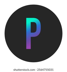 A visually appealing vector illustration of the letter “P” with a gradient effect, placed on a solid black circular background. Great for dynamic and contemporary designs.