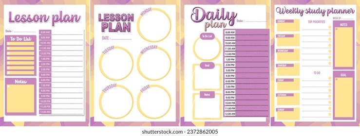 A visually appealing vector illustration of a study plan schedule for children