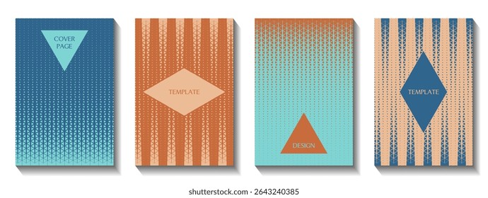 Visually balanced modern abstract templates. Eye-catching layout with minimal shapes. Organized symmetrical design. Grid-based design with strong structure.