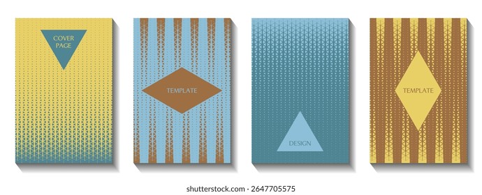 Visually balanced modern abstract templates. Dynamic geometric flow. Organized symmetrical design. Triangle shapes for title page templates.