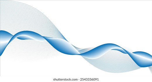 Uma imagem abstrata visualmente cativante com ondas ondulantes em tons vibrantes de azul e roxo. Os gradientes suaves criam uma sensação de movimento e fluidez, ideal para fundos criativos e artes