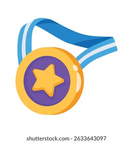 A visually engaging 2d icon of medal with ribbon