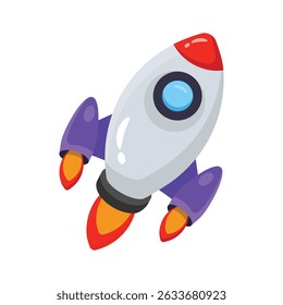 A visually engaging 2d style icon of spacecraft flying