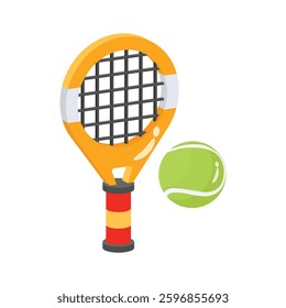 Visually engaging 3d style icon of tennis racket with ball
