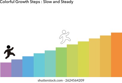 Una ilustración de estilo gráfico de barras visualmente atractiva que utiliza coloridos pasos de degradado, ideal para representar el crecimiento, el progreso o las tendencias de rendimiento. 