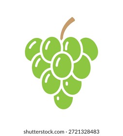 Una ilustración visualmente atractiva y colorida presenta cuidadosamente un rico racimo de uvas verdes vibrantes, complementadas elegantemente por una hoja sutilmente descolorida o suavemente teñida de marrón y un tallo rústico y robusto de color marrón, que juntas insinúan delicadamente la belleza de transición de las temporadas de cosecha tardía o la autenticidad del crecimiento orgánico natural, todo aislado eficazmente contra un fondo blanco prístino para una narración visual matizada.