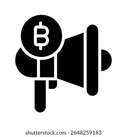 Icono de glifo visualmente atractivo de la campaña de marketing de bitcoin