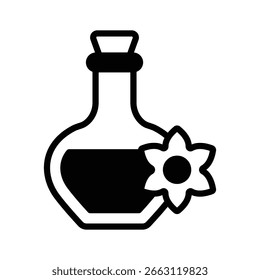Un icono de glifo visualmente atractivo de la botella de aceite esencial