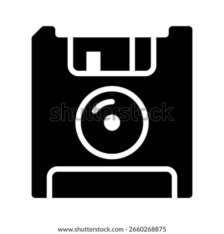 Visually engaging glyph icon of floppy disk backup
