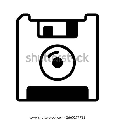 Visually engaging glyph icon of floppy disk backup