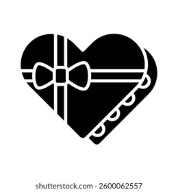 Visually engaging glyph icon of heart shape chocolate box