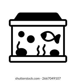 A visually engaging glyph icon of home aquarium