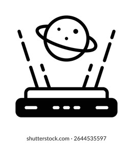 Visually engaging glyph icon of planet hologram