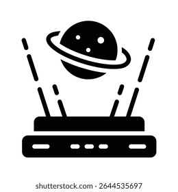 Visually engaging glyph icon of planet hologram