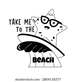 Visually engaging glyph sticker of a cool surfing star character design.