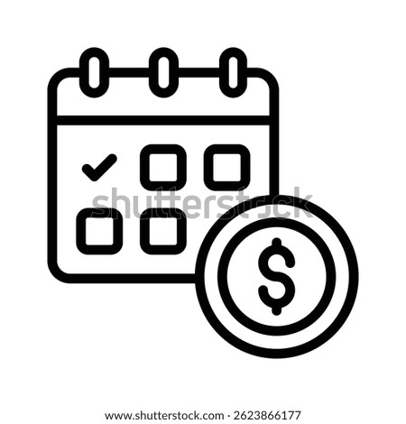 Visually engaging icon of due payment designed in line style