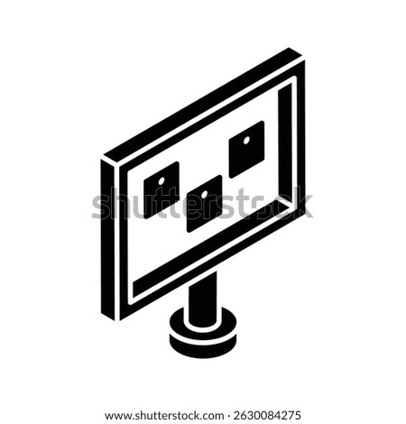 Visually engaging isometric filled icon of bulletin board