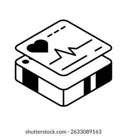A visually engaging isometric icon for ecg reading