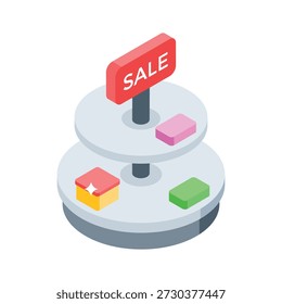 Um ícone isométrico visualmente atraente do pódio de promoção de vendas de comércio eletrônico