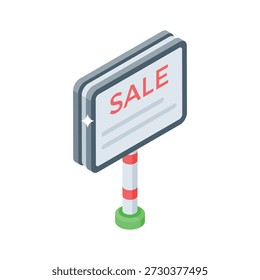 Um ícone isométrico visualmente envolvente do quadro de promoção de vendas de comércio eletrônico