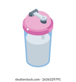 Visually engaging isometric icon of gym shaker bottle